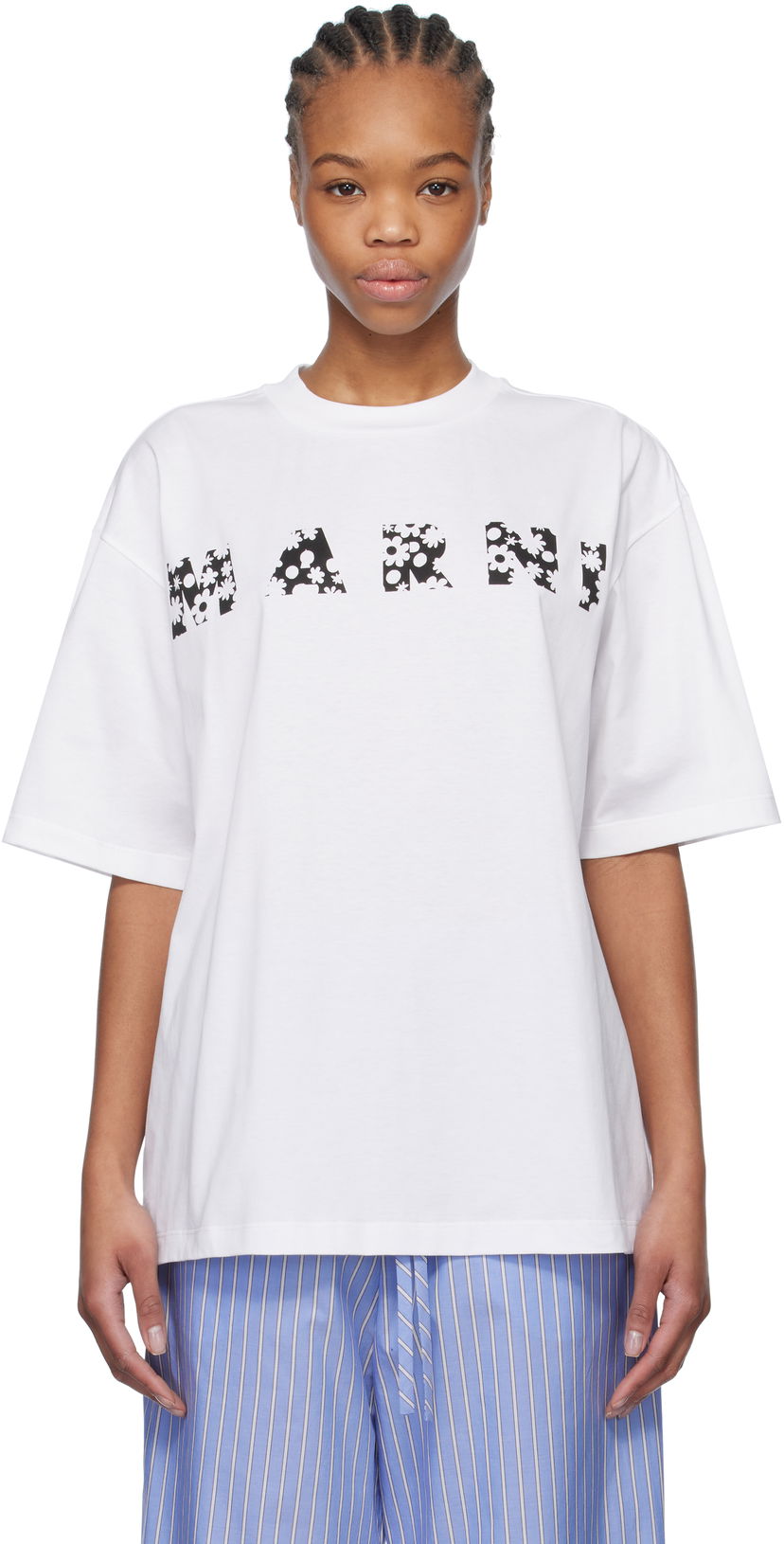 Majica kratkih rukava Marni Marni Pop Fields Logo T-Shirt Bijela | THJET49P15 USCX50