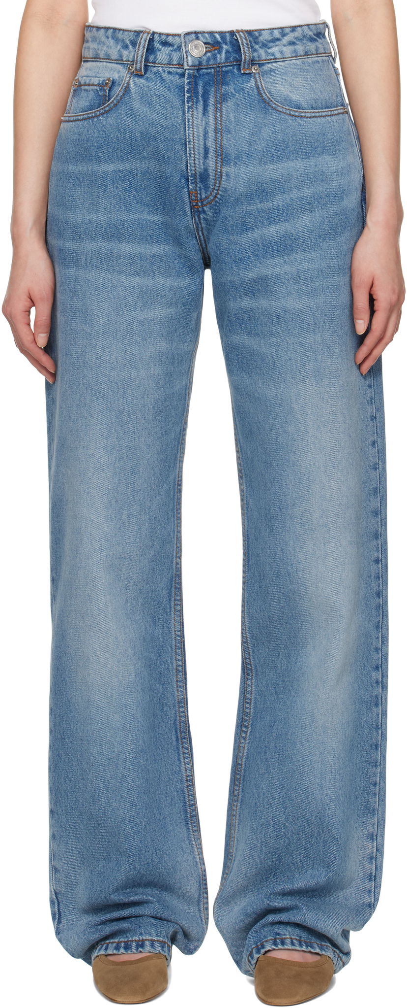 Jeans AMI AMI Paris Cotton Large Fit Jeans Plava | FTR450.DE0046