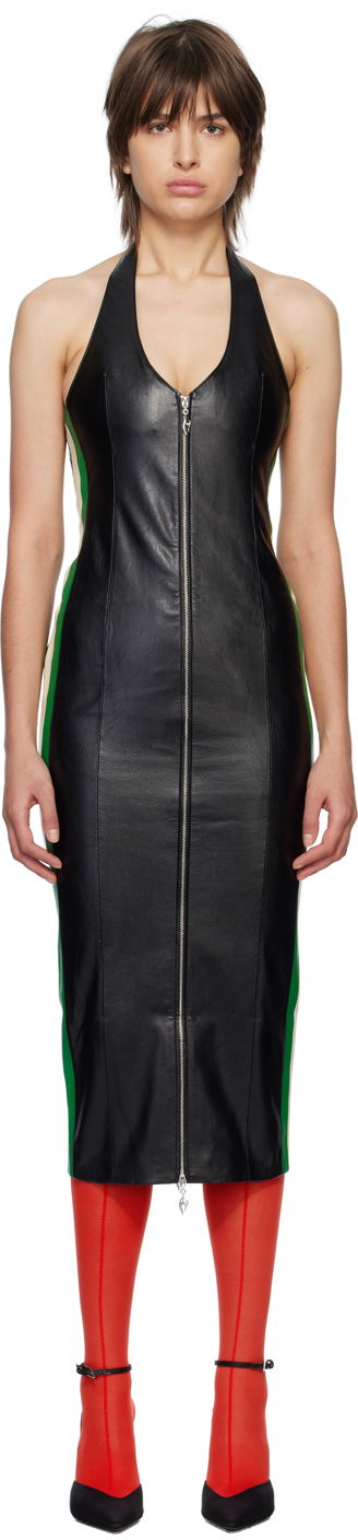 Haljina Miaou Miaou Hannah Jewett Harlow Faux-Leather Midi Dress Crna | 5030VLBLK