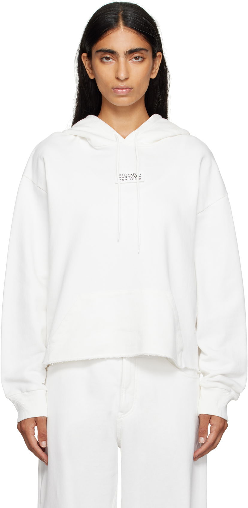 Dukserice Maison Margiela MM6 Maison Margiela Logo Patch Cropped Hoodie Bijela | S52GU0234 M25025