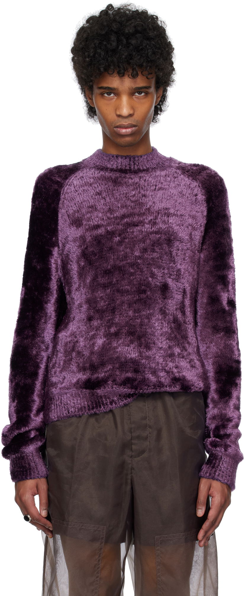 Džemper Dries Van Noten Dries Van Noten Shag Knit Sweater Ljubičasta | 251-021227-1707