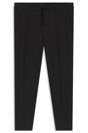 Trenirka BOSS Water-Repellent Tapered-Fit Stretch Trousers Crna | 50538179