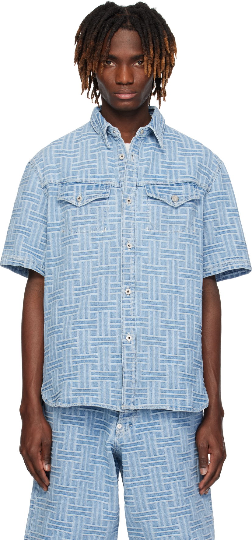 Košulja KENZO Kenzo Paris 'KENZO Weave' Relaxed Denim Shirt Plava | FF55DC1026J4