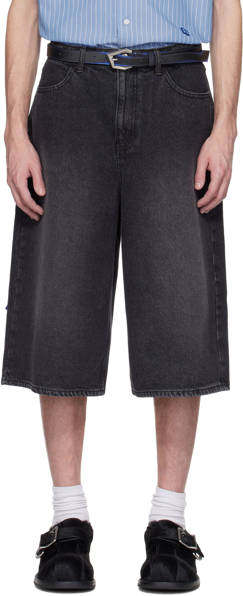 Kratke hlače ADER ERROR ADER error Sig; TRS Tag 01 Denim Shorts Crna | BN42FYJE0201BK