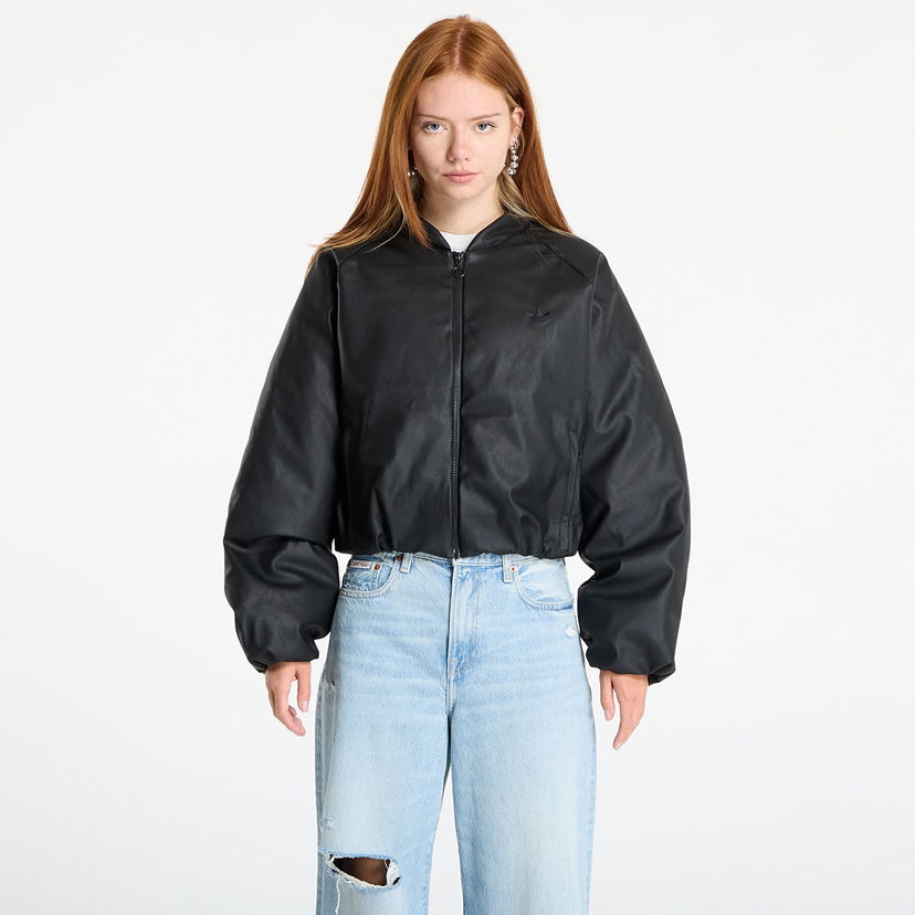 Bomber jakna adidas Originals adidas Pleather Synthetic Down Bomber Jacket Crna | JX5332