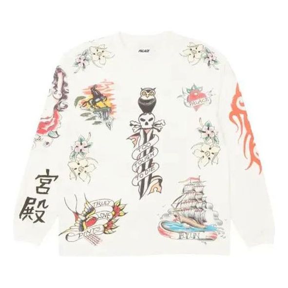 Dukserice Palace Palace Inky Tattoo Print Long Sleeve T-Shirt Bijela | P19ES053
