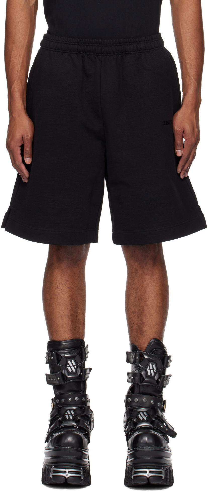 Kratke hlače VETEMENTS Embroidered Logo Sweatshorts Crna | UA66SS610B