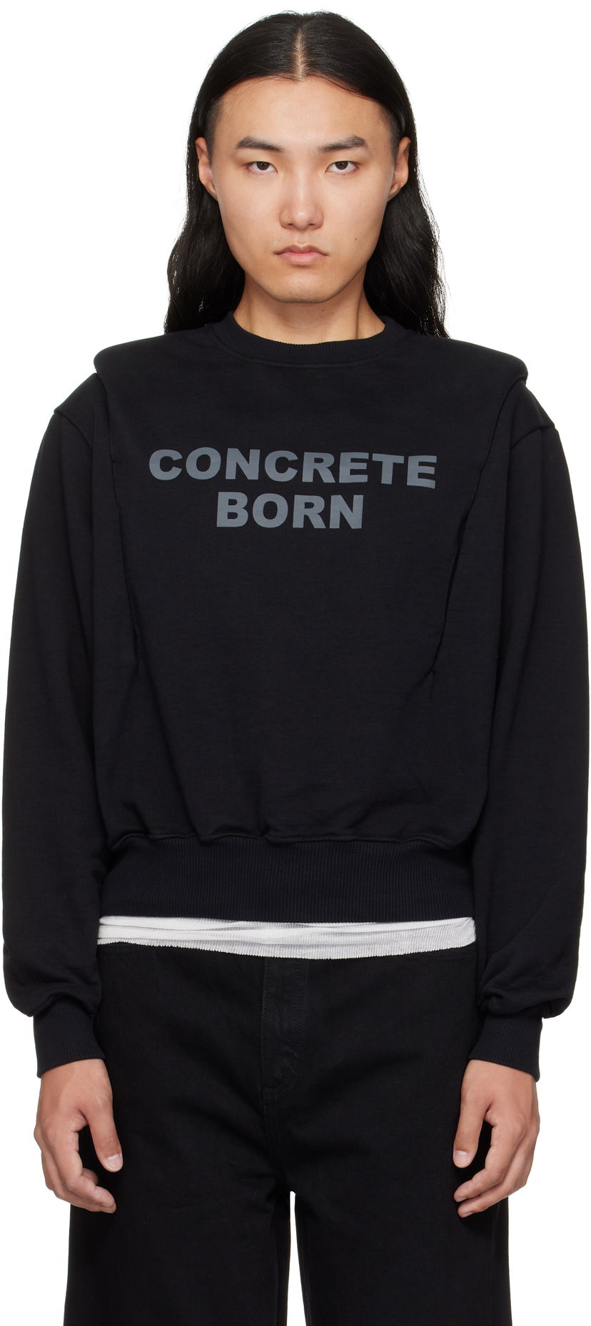 Dukserice Han Kjøbenhavn Han Kjobenhavn Collared Crewneck Sweatshirt Crna | M-134680