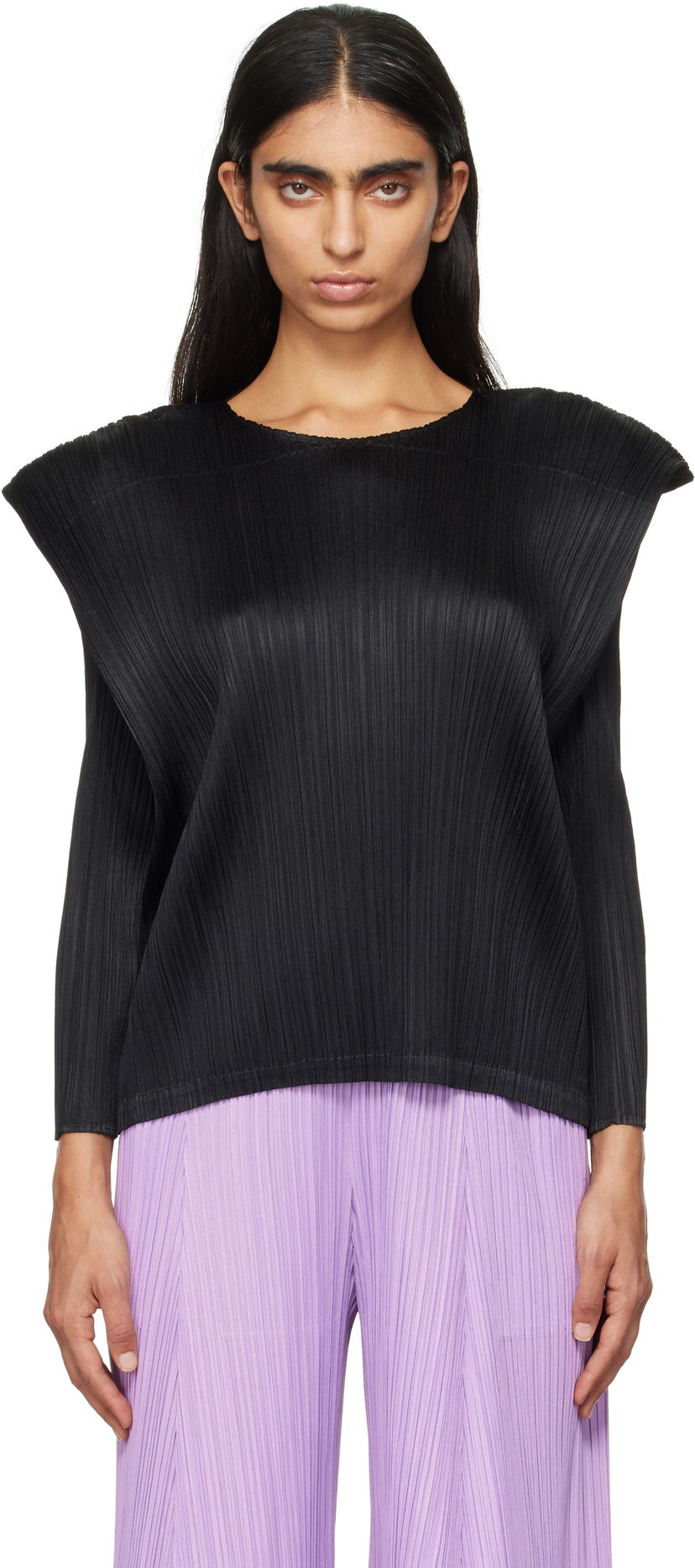 Majica kratkih rukava Pleats Please Issey Miyake Top Crna | PP48JK131