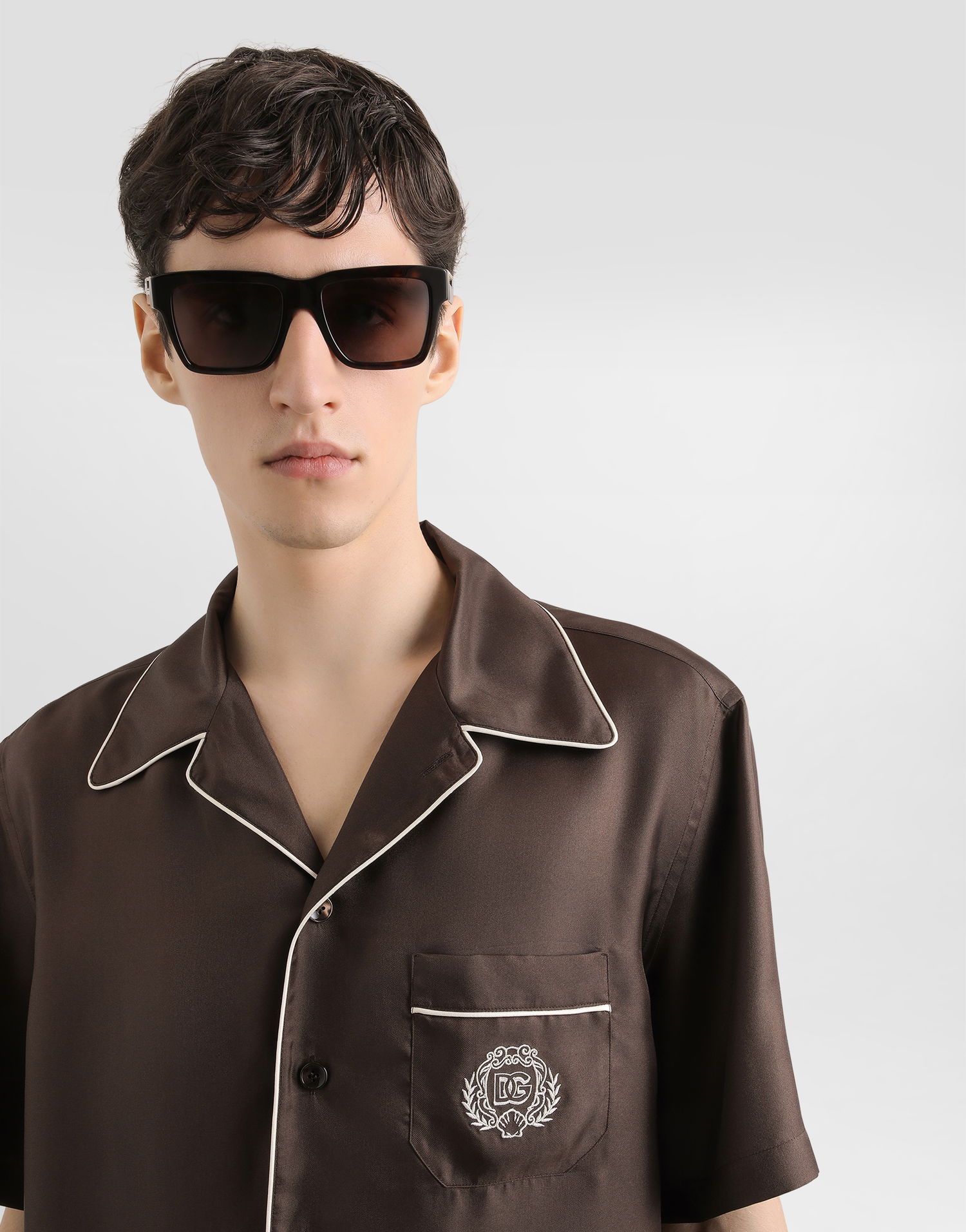 Košulja Dolce & Gabbana Dolce & Gabbana Silk Twill Shirt Smeđa | G5KS3ZFU10SM1213, 1