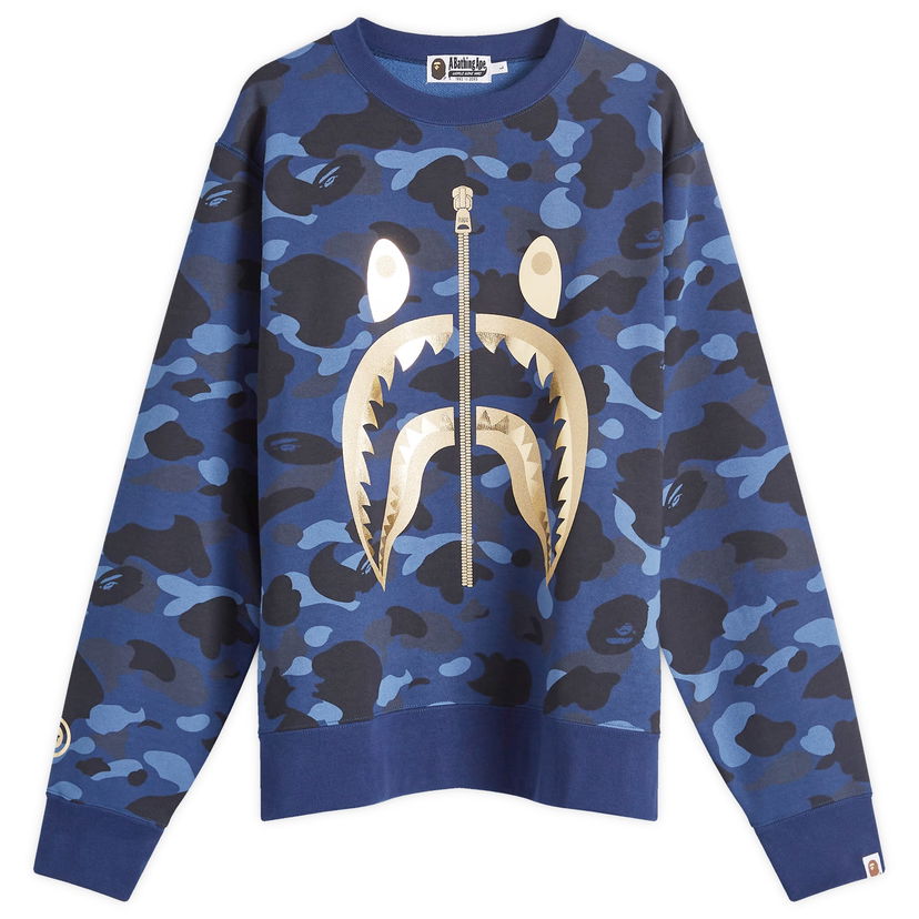Dukserice BAPE A Bathing Ape Colour Camo Shark Crew Sweat Tamnoplava | 001SWK301003M-NVY
