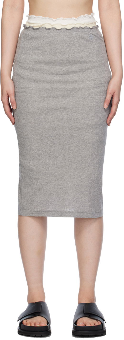 Suknja Jil Sander Layered Midi Skirt Siva | J40FV0105_JTN357