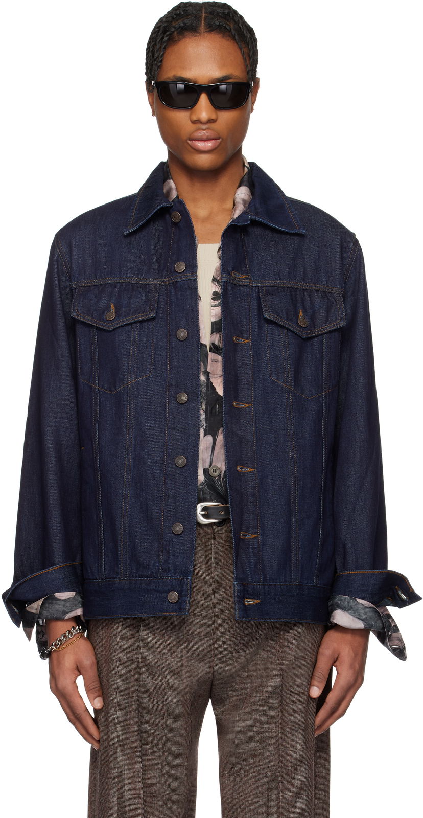 Jakna Dries Van Noten Dries Van Noten Paneled Denim Jacket Plava | 251-020503-1552