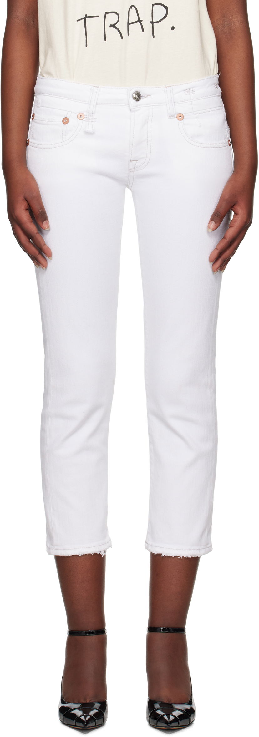 Jeans R13 R13 Boy Straight Cropped Jeans Bijela | R13W0091-895A