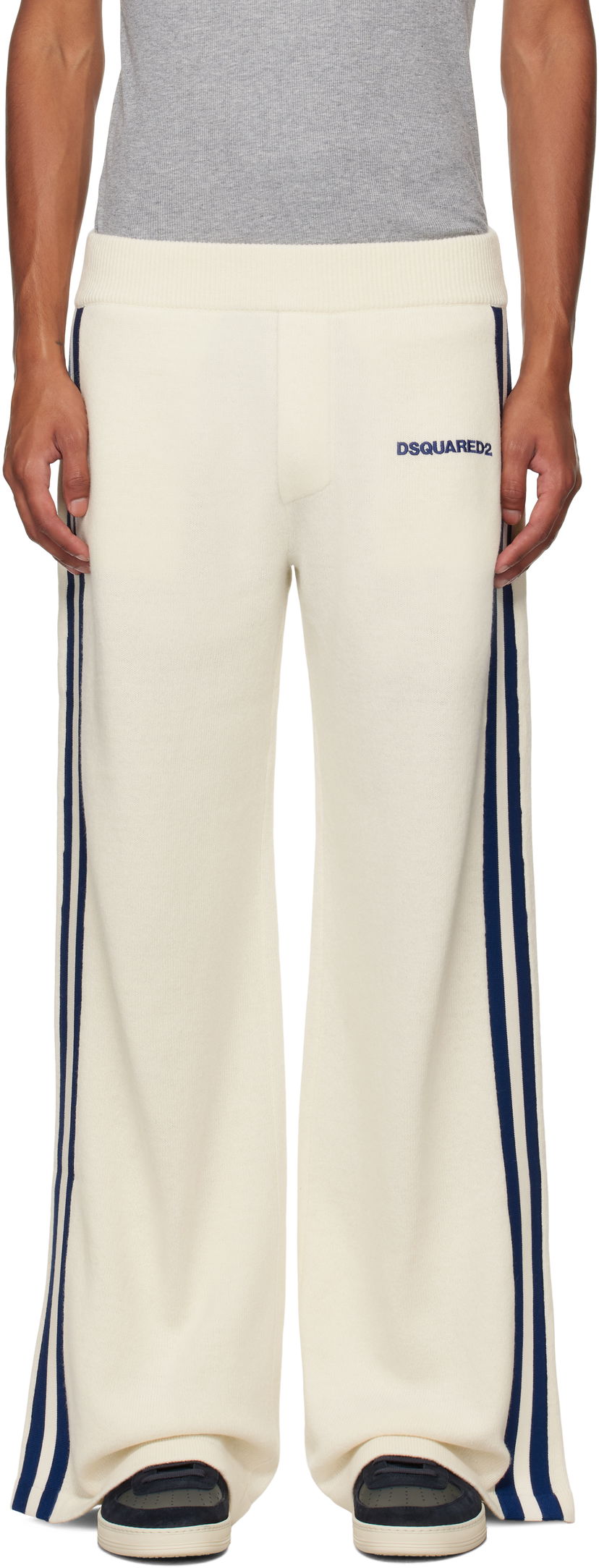 Trenirka DSQUARED2 Dsquared2 Knit Sweatpants with Side Stripes Bijela | S74KB0927_D13051