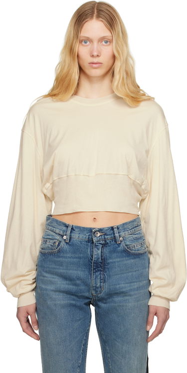 Crop top Rick Owens Rick Owens DRKSHDW Tatlin Cropped Sweatshirt Bež | DS01E3225 BHNDB, 0