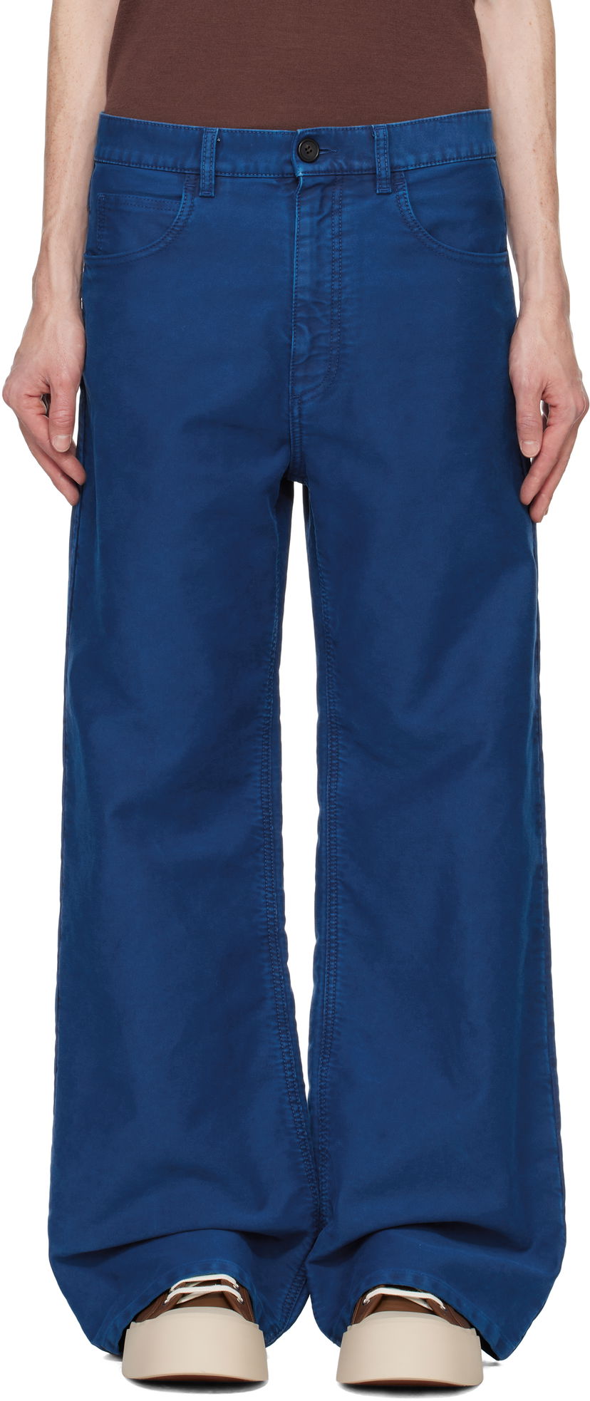 Hlače Marni Marni Overdyed Wide Leg Jeans Plava | PUMU0073GX USCY01
