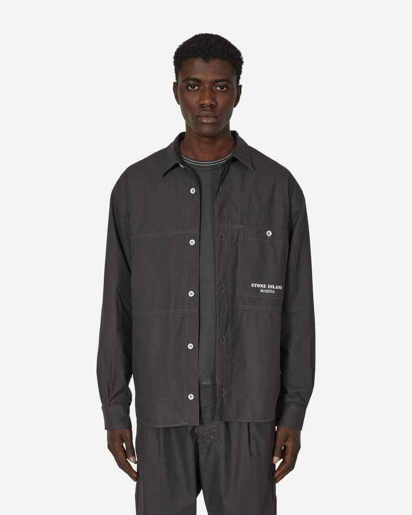 Košulja Stone Island Marina Pleated Cotton Canvas Overshirt Siva | 8015109X3 V0065