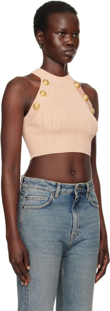 Suknja Balmain Balmain Halterneck Knit Cropped Top Crna | EF1AB390KB07, 4