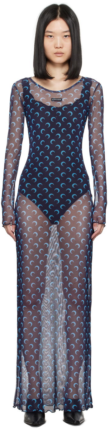 Haljina Marine Serre Moon Print Maxi Dress Plava | WDR300A