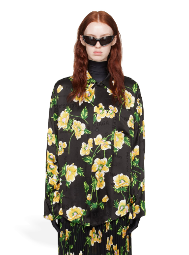 Košulja Balenciaga Floral Shirt Crna | 681631 TPL45