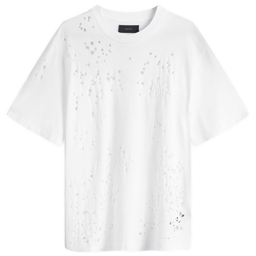 Majica kratkih rukava AMIRI Shotgun Embroidered Logo T-Shirt With Distressing Bijela | AMJYTE1059-100