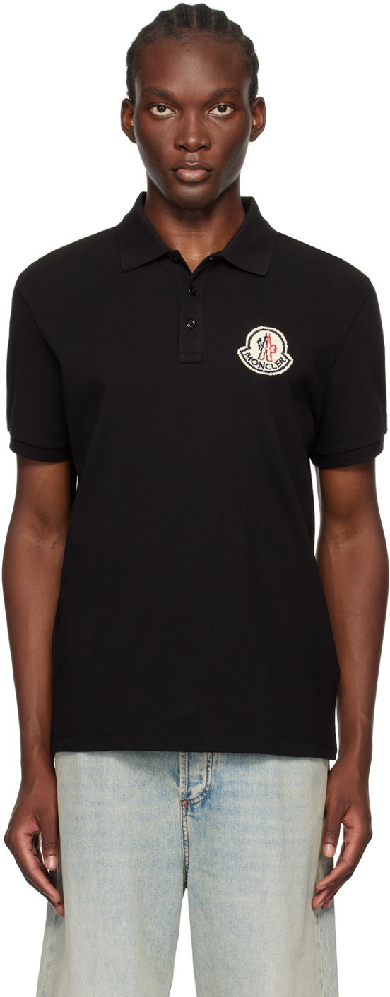 Polo majica Moncler Black Logo Patch Polo Crna | J20918A0000589A16