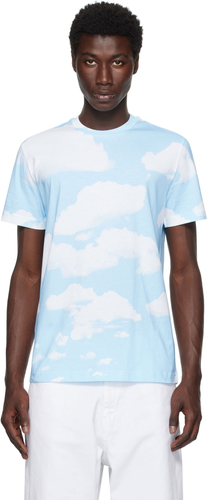 Majica kratkih rukava Moschino Moschino Archive Clouds T-Shirt Plava | 252ZZ071552411888