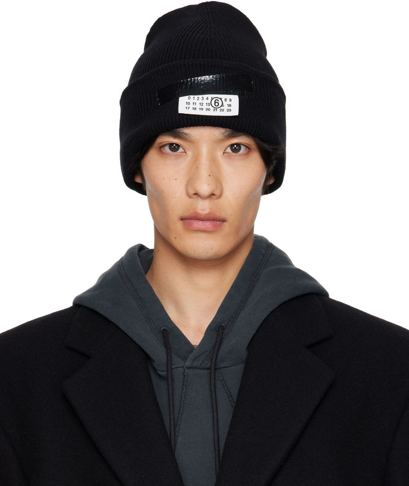 Kapica Maison Margiela MM6 Maison Margiela Wool Beanie with Taped Label Crna | SH2TB0003 M13168