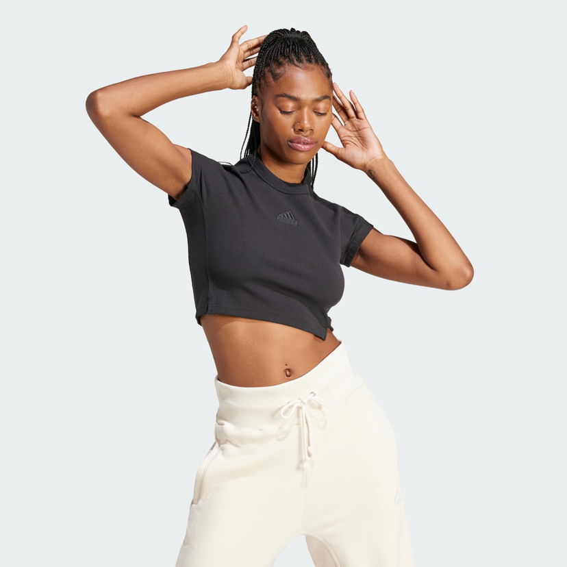 Crop top adidas Performance adidas Sportswear Lounge Ribbed Crop Crna | IT2547