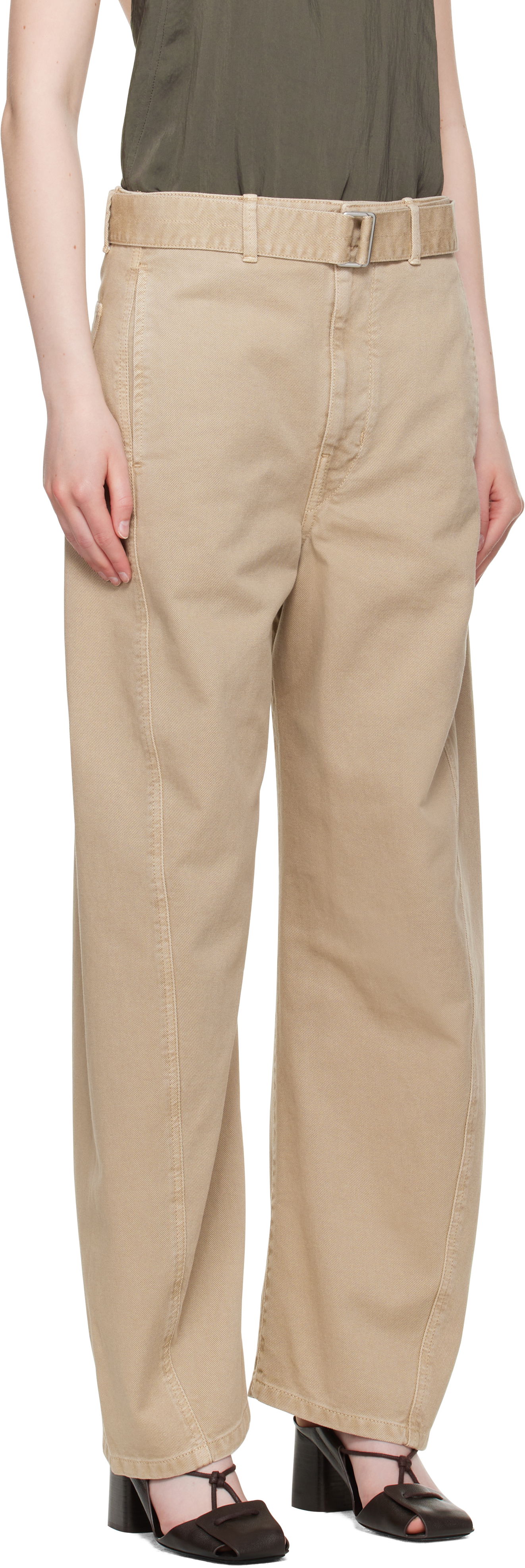 Hlače LEMAIRE Lemaire Twisted Belted Pants Bež | PA326 LD1042, 1