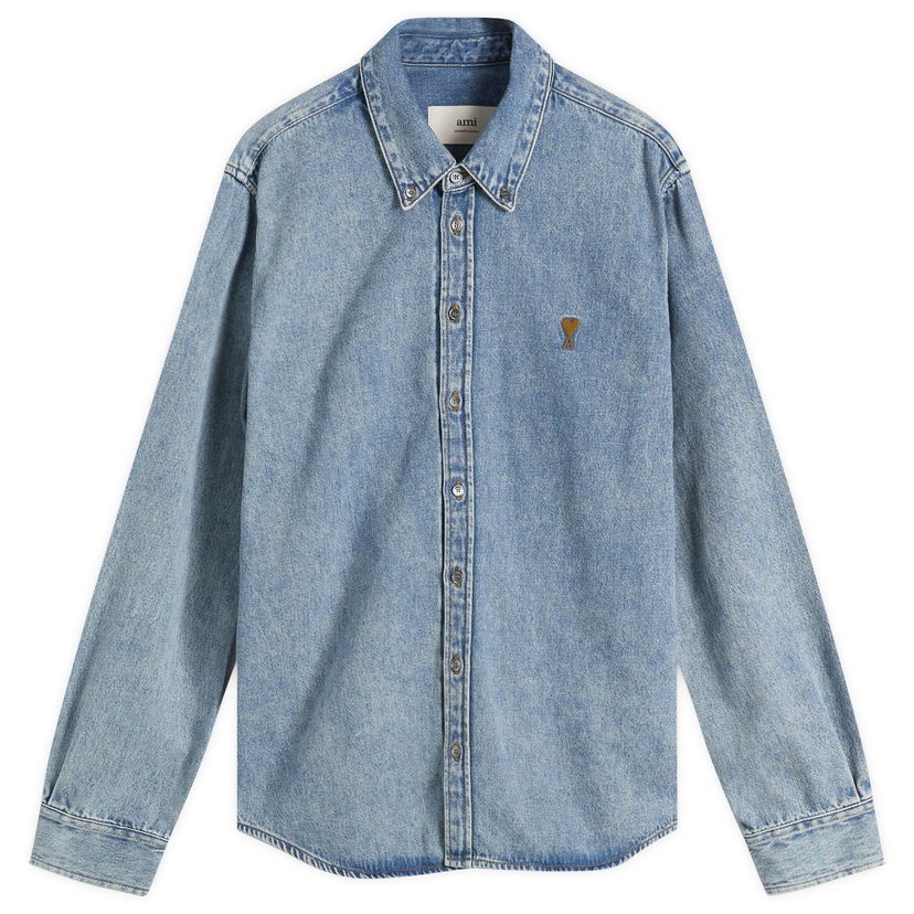 Košulja AMI AMI Paris Light Denim Shirt, Size Large Plava | H25USH786-DE0056-480H25