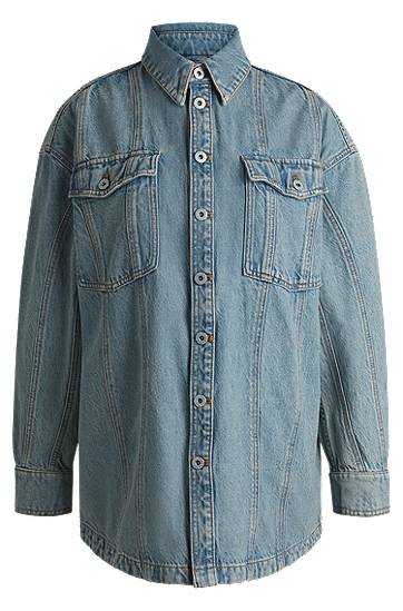 Košulja BOSS Long Denim Shirt with Patch Pockets Plava | 50531715