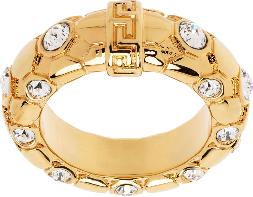 Prsten Versace Versace Greca Crystal Embellished Gold-Tone Ring Metalik | 1020545_1A00621