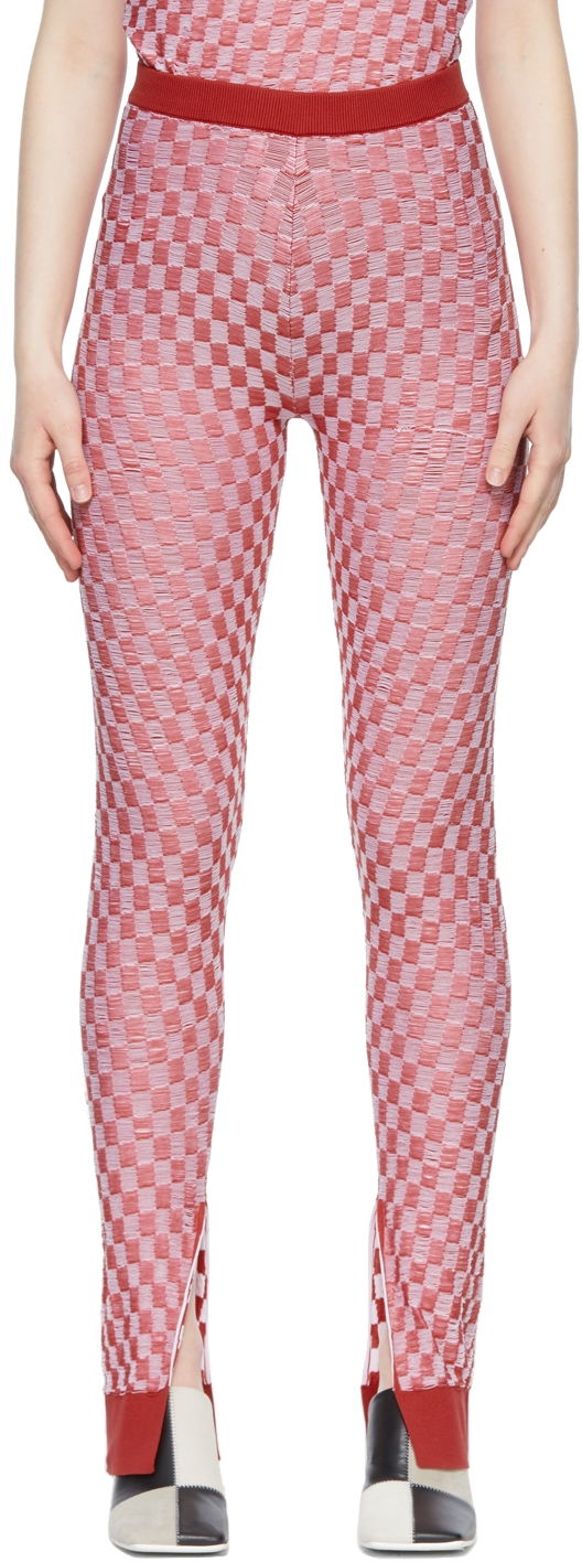 Tajice Maison Margiela Checkered Nylon Leggings Crvena | S62KB0105 S17975