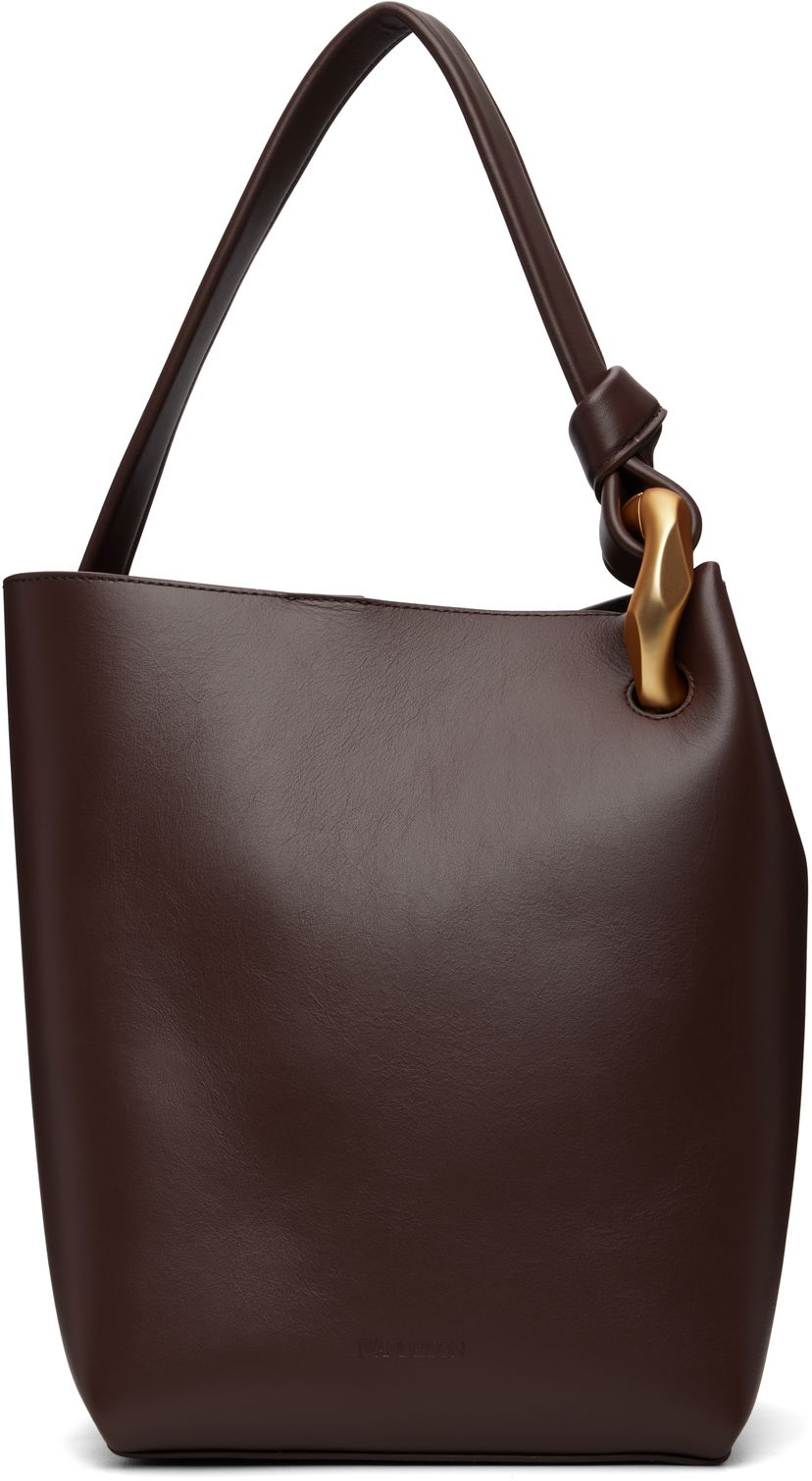 Tote bag JW Anderson JW Anderson 'The JWA Corner Bucket' Leather Tote with Sculptural Handle Smeđa | HB0737-LA0232