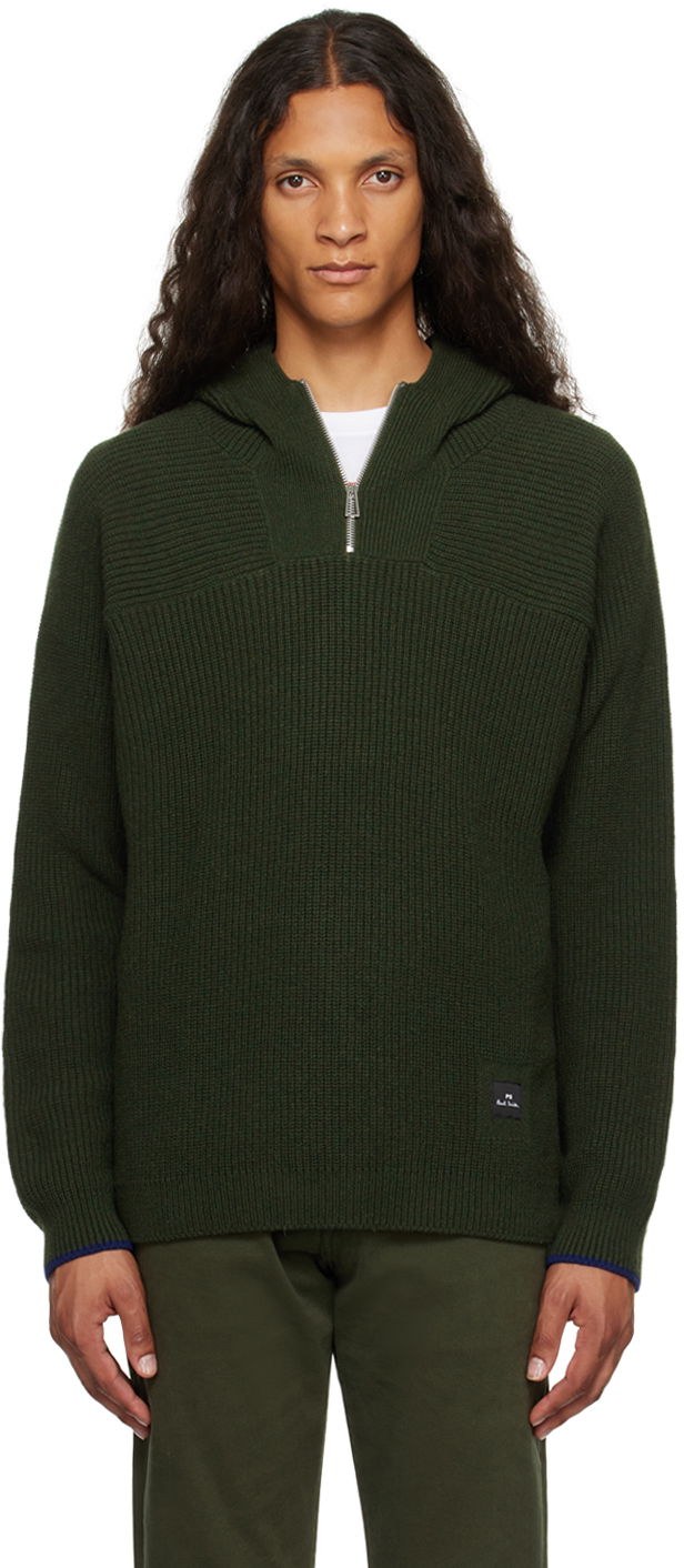 Džemper Paul Smith PS Paul Smith Half-Zip Knit Hoodie Zelena | M2R-234Y-L21938-39