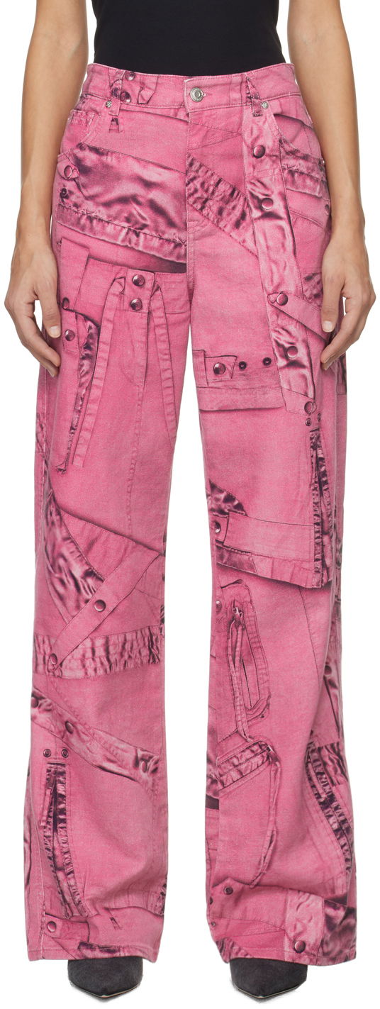 Jeans Blumarine Blumarine Trompe L'œil Print Wide-Leg Jeans Ružičasta | P422J128A