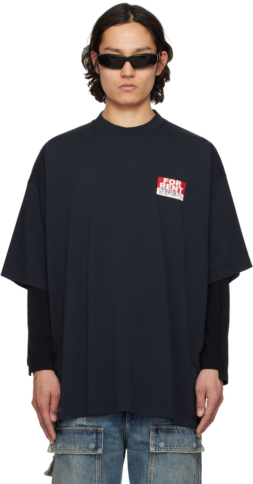 Majica kratkih rukava VETEMENTS Vetements 'For Rent' Oversized T-Shirt Tamnoplava | UA66TR745N