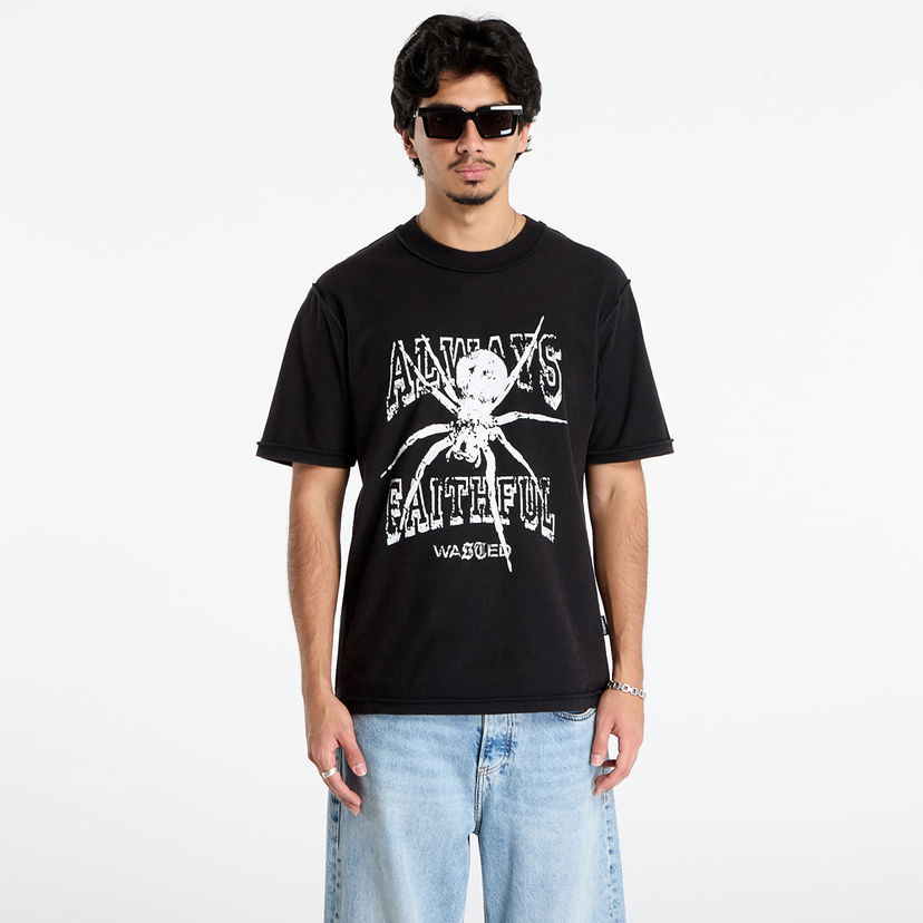 Majica kratkih rukava Wasted Paris T-Shirt Authentic Reverse Faded Always Faithful Spider Graphic Crna | WP_000322