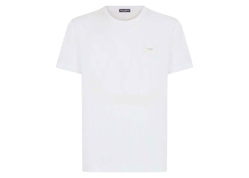 Majica kratkih rukava Dolce & Gabbana Cotton Branded Plate T-shirt White Bijela | G8KJ9TFU7EQW0800