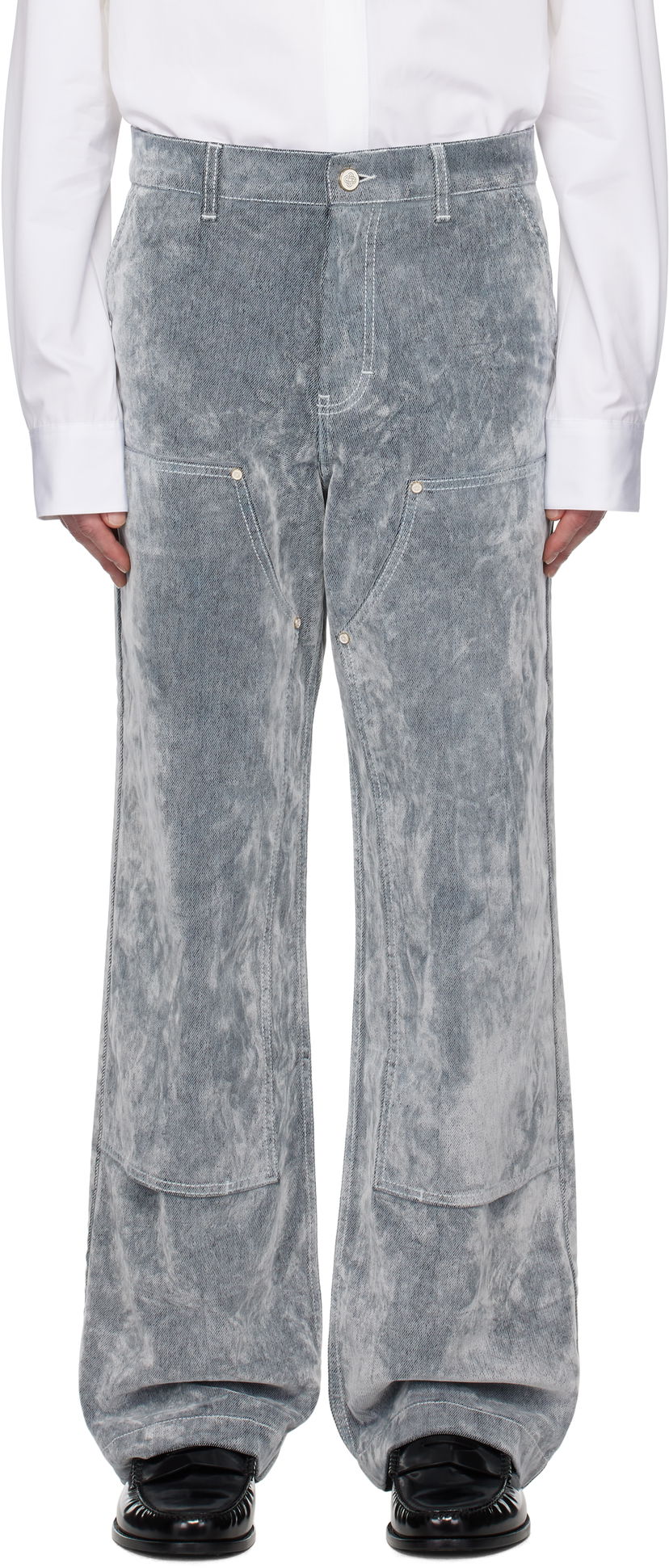 Jeans Casablanca Casablanca Peach Texture Wide Leg Jeans Siva | MPS25-TR-301-01