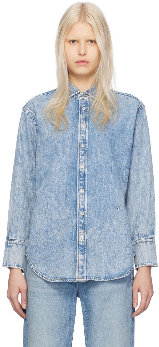 Košulja rag & bone Diana Featherweight Denim Shirt Plava | WDD23H1423FTMI