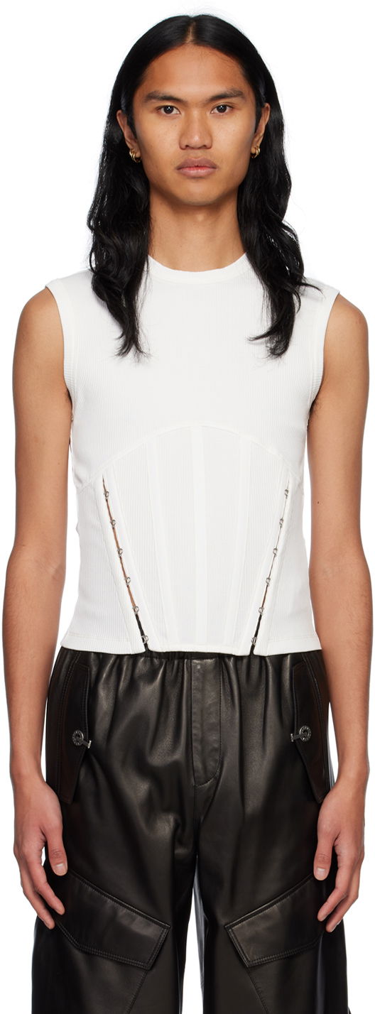 Majica bez rukava Dion Lee Ribbed Corset Tank Top Bijela | C3088R23