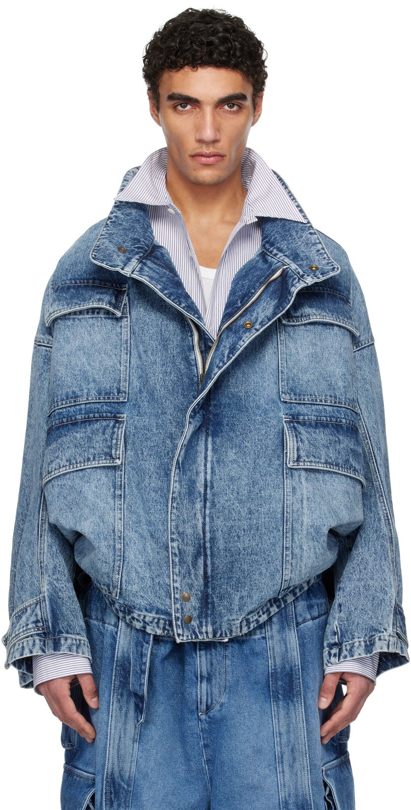 Jakna HED MAYNER Hed Mayner Flap Pocket Denim Jacket Plava | HMMA67024A-HA190