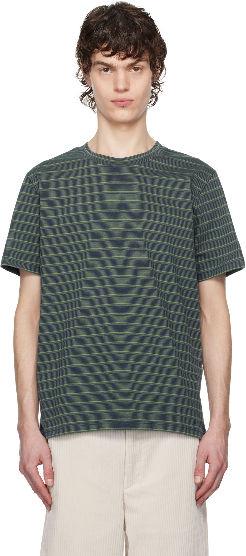 Majica kratkih rukava A.P.C. A.P.C. Aymeric Striped T-Shirt Zelena | COHGX-H26132