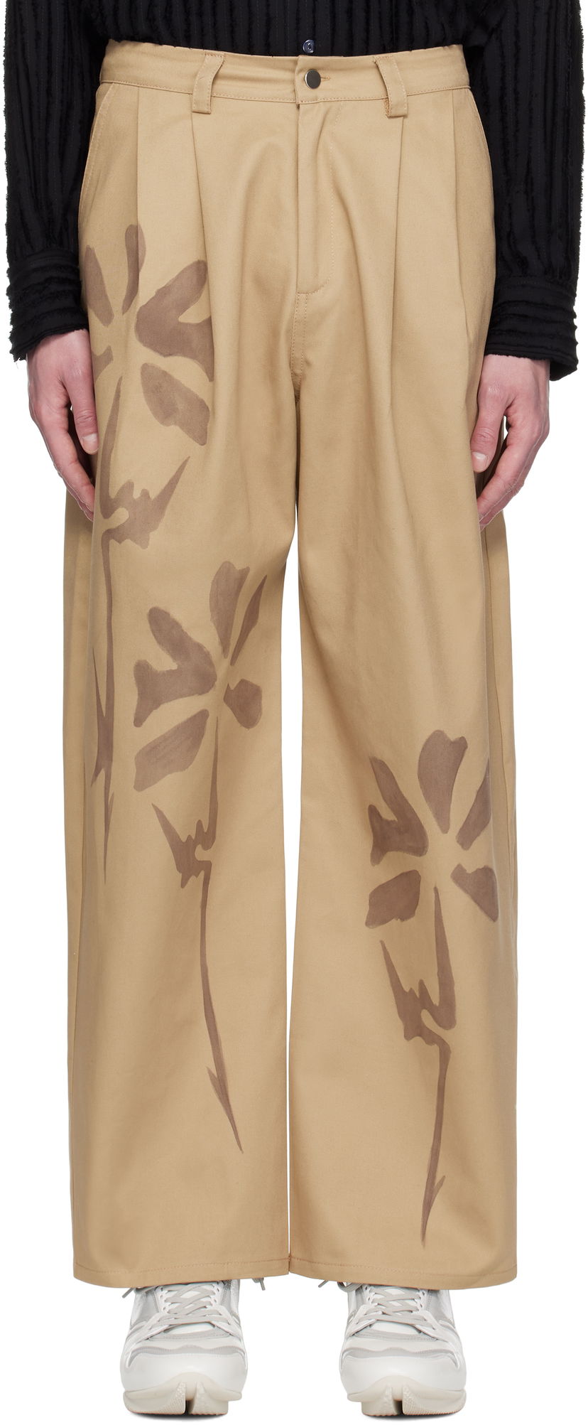 Hlače Collina Strada Collina Strada Catchfly Print Trousers Bež | XX6042