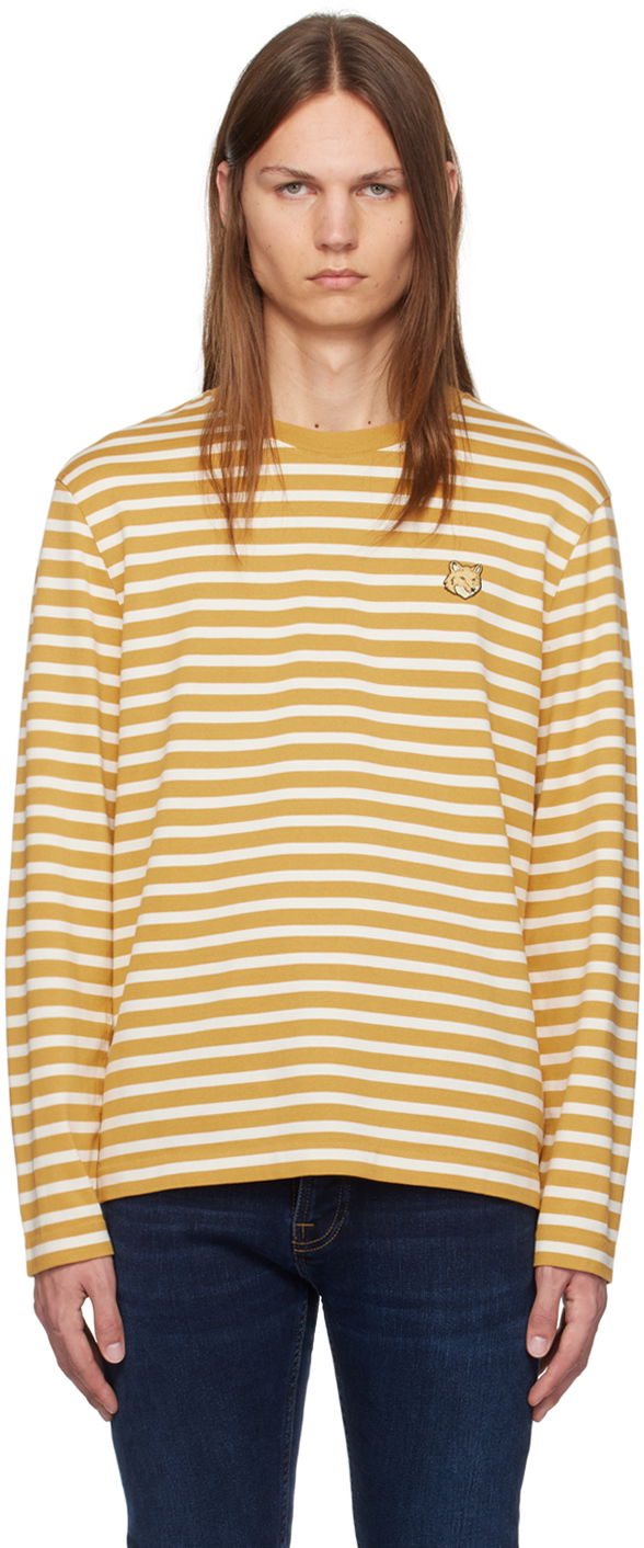 Majica kratkih rukava MAISON KITSUNÉ Maison Kitsuné Yellow Bold Fox Head Patch Regular Marin T-shirt Žuta | NM00106KJ0044