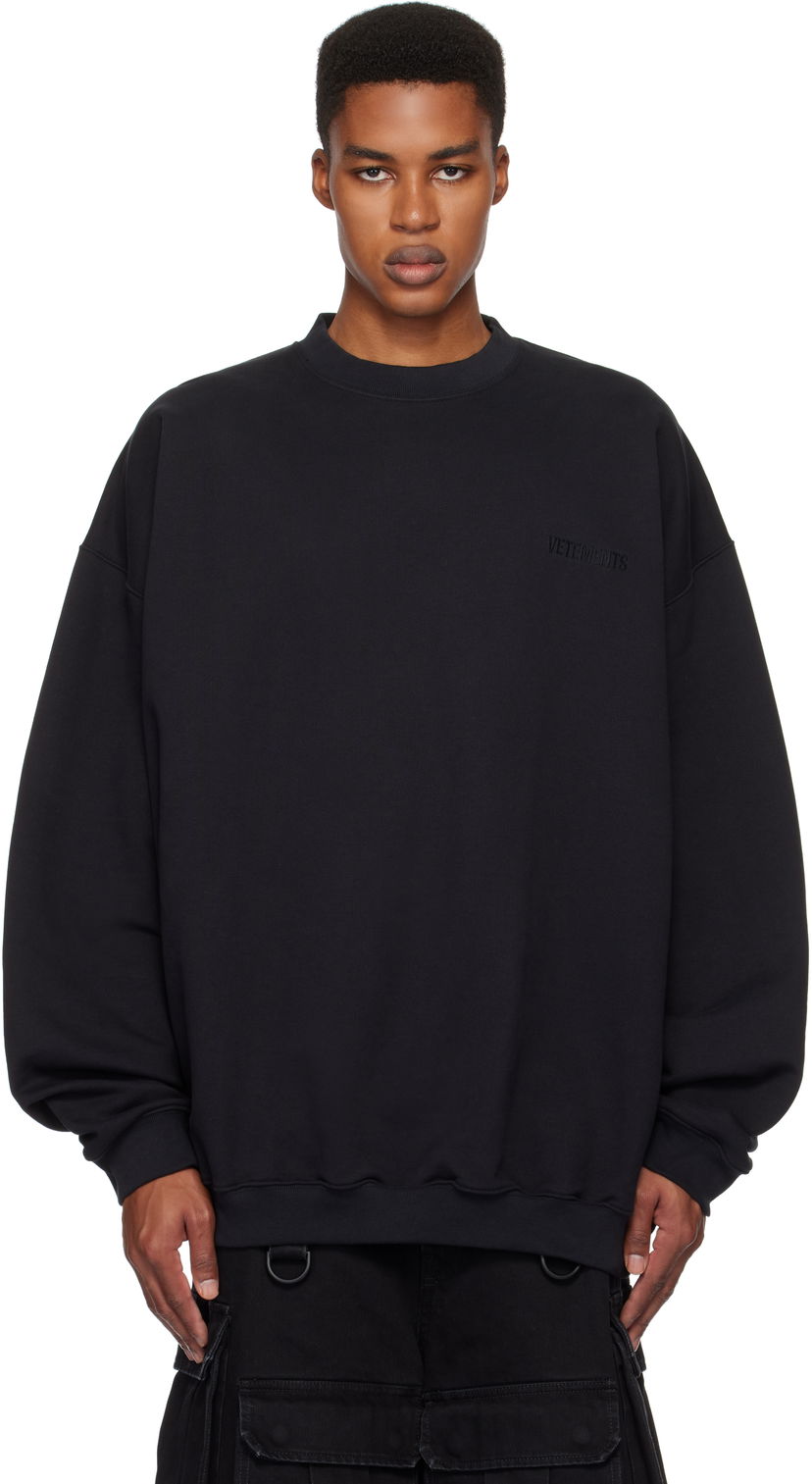Dukserice VETEMENTS Embroidered Logo Oversized Sweatshirt Crna | UA66CW640B