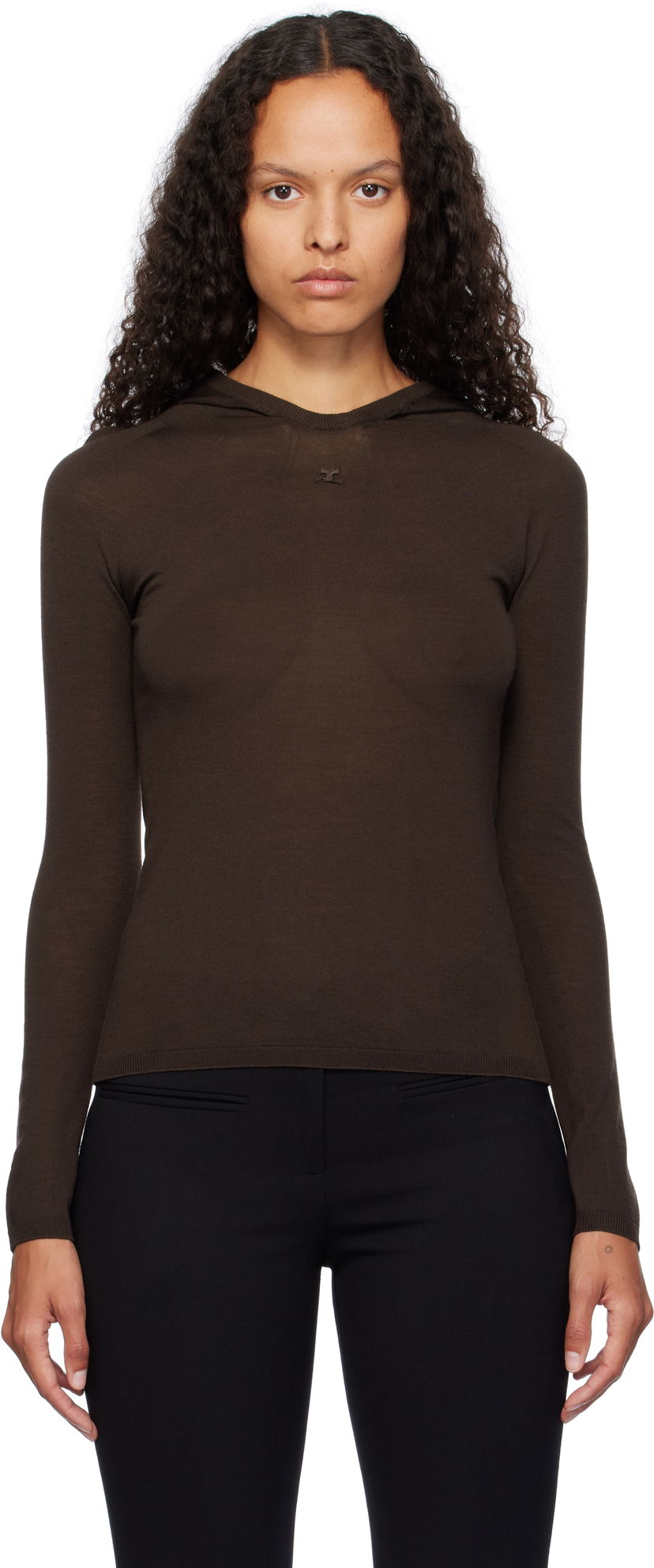 Dukserice Courrèges Light Knit Hoodie Smeđa | 424MPU200FI0060
